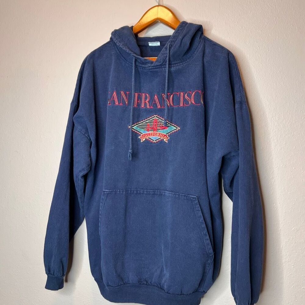 vintage 90s San Francisco California embroidered hoodie by the brand Crazy Shirt